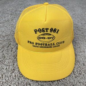 Vtg Capital Caps Post 981 Pro Football Club South Greensburg Yellow Snapback Hat